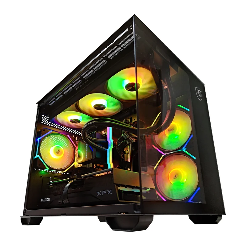 Optima Pro PANO Black Desktop Gaming PC | AMD Ryzen 7 7800X3D | 32GB (2X16GB) RAM | 1TB SSD | RX 9070 XT | Windows 11 Pro