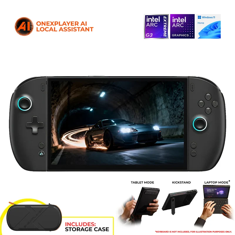 OneXPlayer 3 Intel Arc G3 Extreme 8.8" (1920X1200) AMOLED Display 144Hz 32GB LPDDR5X 8533MT/s 1TB M.2 2280 PCIe 4.0x4 SSD Windows 11 3-in-1 Handheld Console + Storage Case