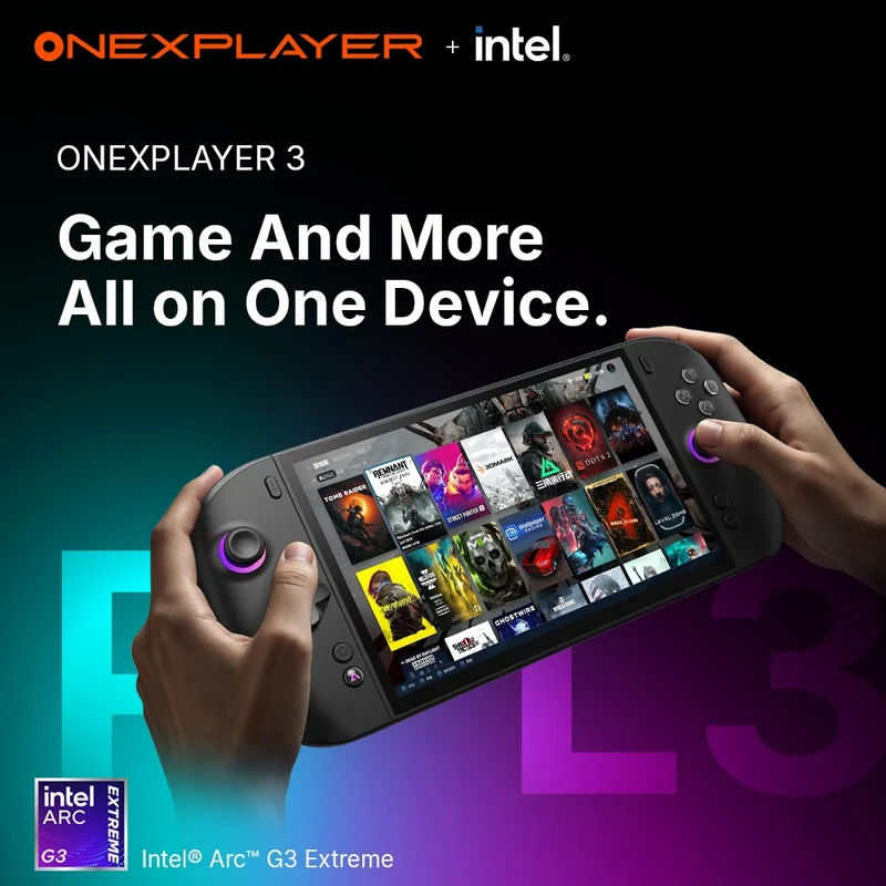 OneXPlayer 3 Intel Arc G3 Extreme 8.8" (1920X1200) AMOLED Display 144Hz 32GB LPDDR5X 8533MT/s 1TB M.2 2280 PCIe 4.0x4 SSD Windows 11 3-in-1 Handheld Console + Storage Case