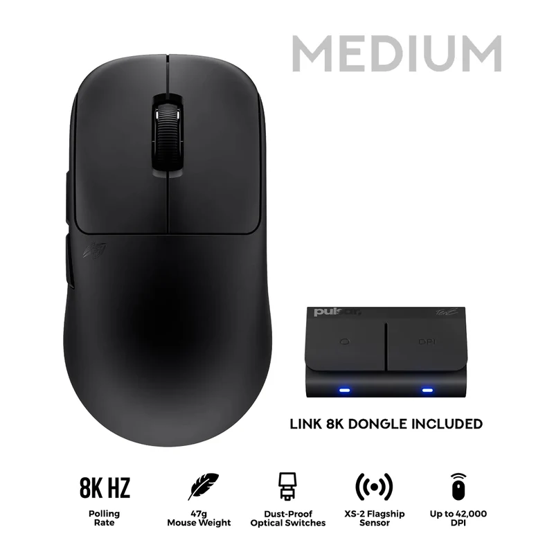 Pulsar TenZ Signature Edition 2.0 Ultra Light Weight eSports Wireless Gaming Mouse Medium (Black) (PTZ2W201)