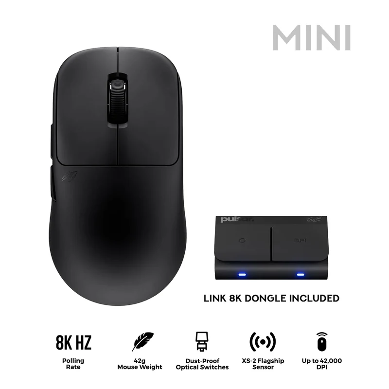Pulsar TenZ Signature Edition 2.0 Ultra Light Weight eSports Wireless Gaming Mouse Mini (Black) (PTZ2W101)