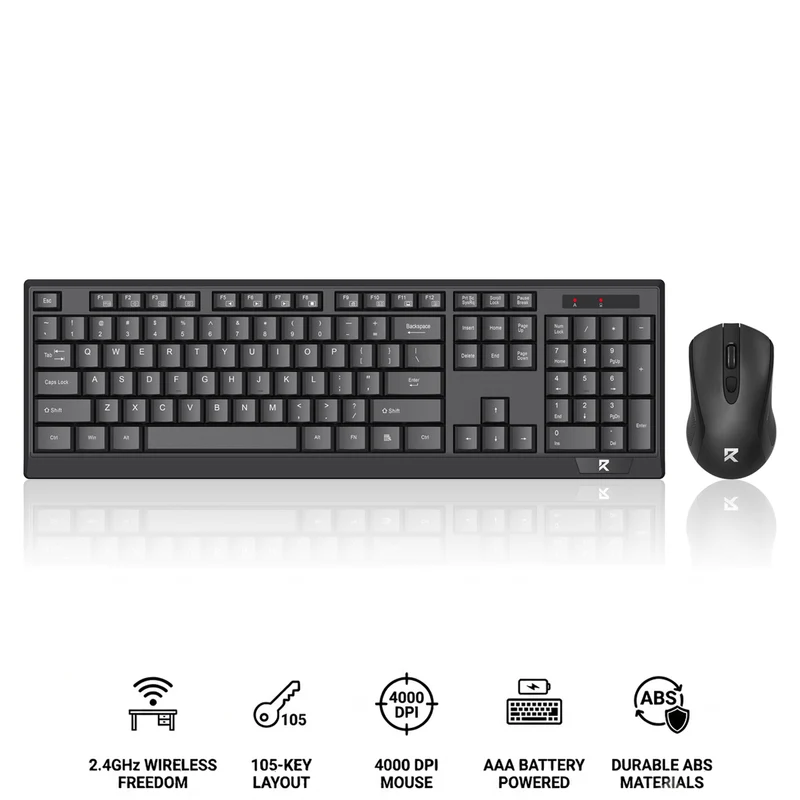 Redragon BS-8343A 2.4G Wireless Keyboard & Mouse Bundle (Black)