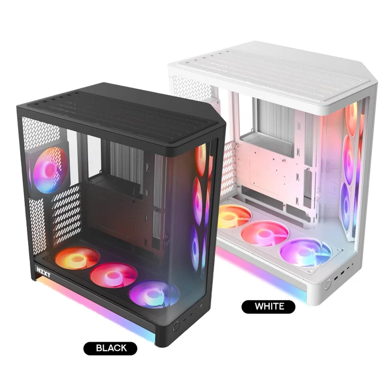 NZXT H6 RGB+ 2026 Compact Dual-Chamber ATX Airflow Case with RGB Fans and Controller (Black, White) (CC-H62FB-P1, CC-H62FW-P1)