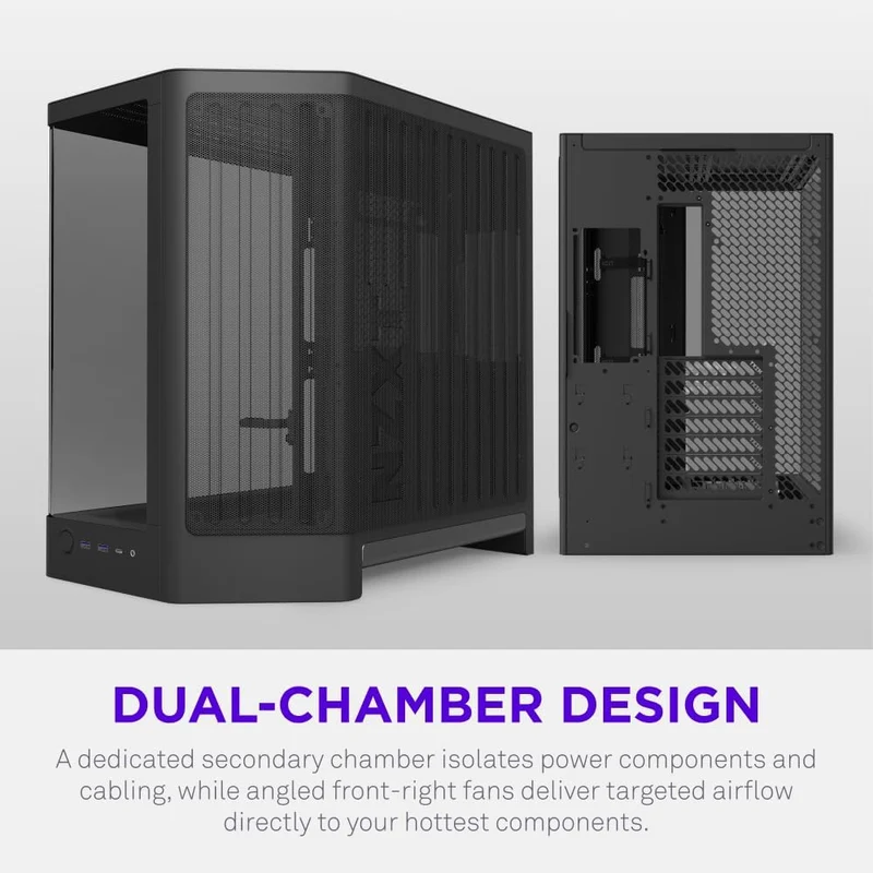 NZXT H6 RGB+ 2026 Compact Dual-Chamber ATX Airflow Case with RGB Fans and Controller (Black, White) (CC-H62FB-P1, CC-H62FW-P1)