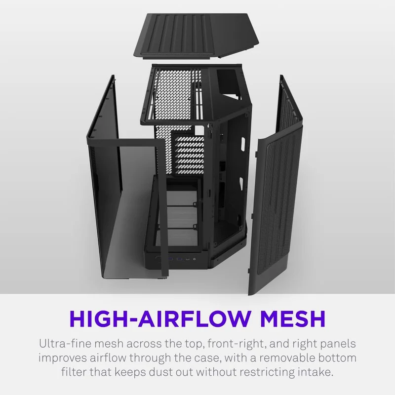 NZXT H6 RGB+ 2026 Compact Dual-Chamber ATX Airflow Case with RGB Fans and Controller (Black, White) (CC-H62FB-P1, CC-H62FW-P1)