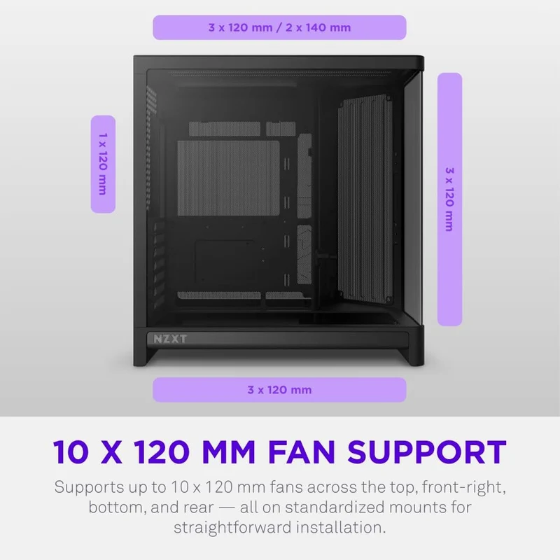NZXT H6 RGB+ 2026 Compact Dual-Chamber ATX Airflow Case with RGB Fans and Controller (Black, White) (CC-H62FB-P1, CC-H62FW-P1)