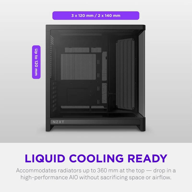 NZXT H6 RGB+ 2026 Compact Dual-Chamber ATX Airflow Case with RGB Fans and Controller (Black, White) (CC-H62FB-P1, CC-H62FW-P1)