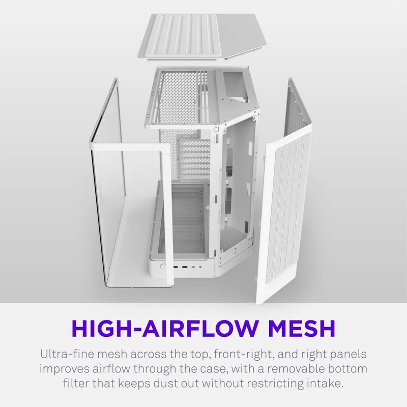 NZXT H6 RGB+ 2026 Compact Dual-Chamber ATX Airflow Case with RGB Fans and Controller (Black, White) (CC-H62FB-P1, CC-H62FW-P1)