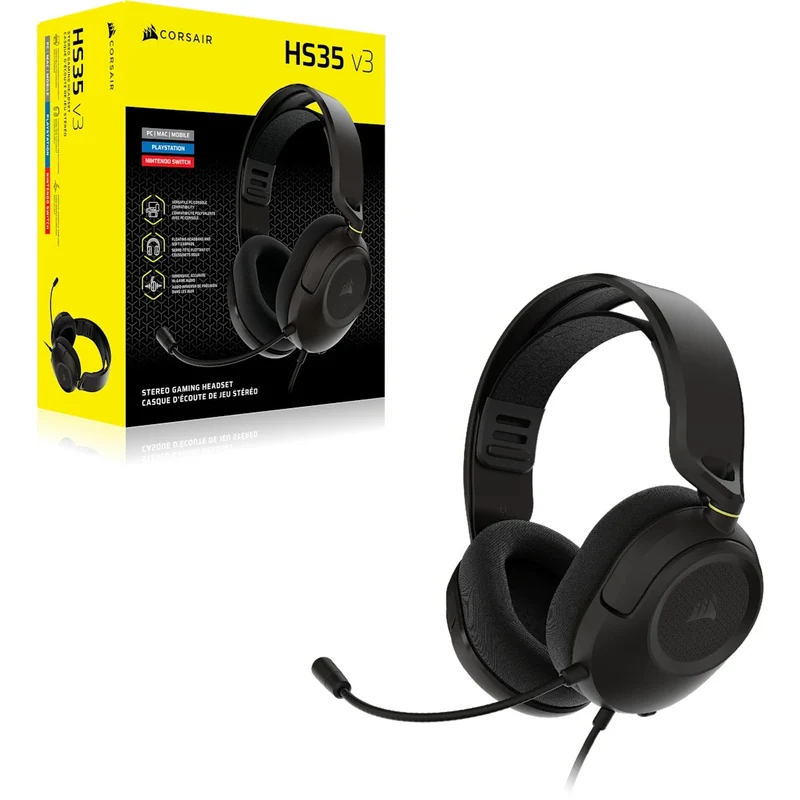 Corsair HS35 V3 Stereo Wired Gaming Headset (Carbon, White) (CA-9011399-WW, CA-9011400-WW)