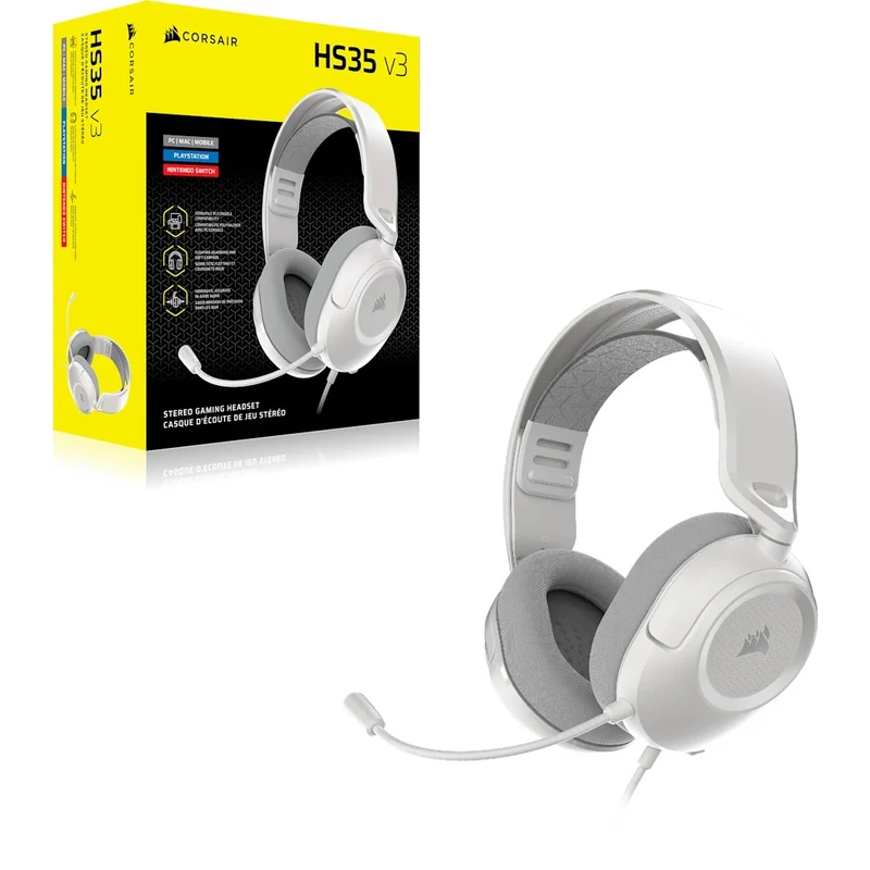 Corsair HS35 V3 Stereo Wired Gaming Headset (Carbon, White) (CA-9011399-WW, CA-9011400-WW)