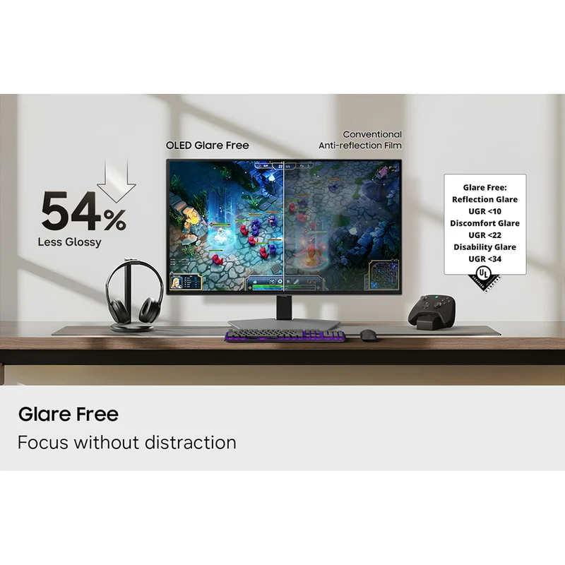 Samsung Odyssey OLED G8 LS27HG802SEXXP 27" 4K (3840x2160) 240Hz 0.03ms GTG FreeSync Premium Pro Gaming Monitor with Tilt/ Height/ Pivot/ Swivel Adjustment + Samsung Soundbar HW-B400F/XP 2.1ch Subwoofer