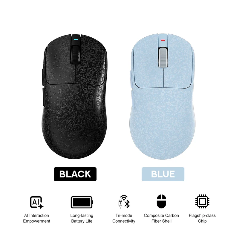 Nacodex x Ajazz AJ199 AI Carbon Fiber Composite Tri-Mode Mouse (Black, Blue)