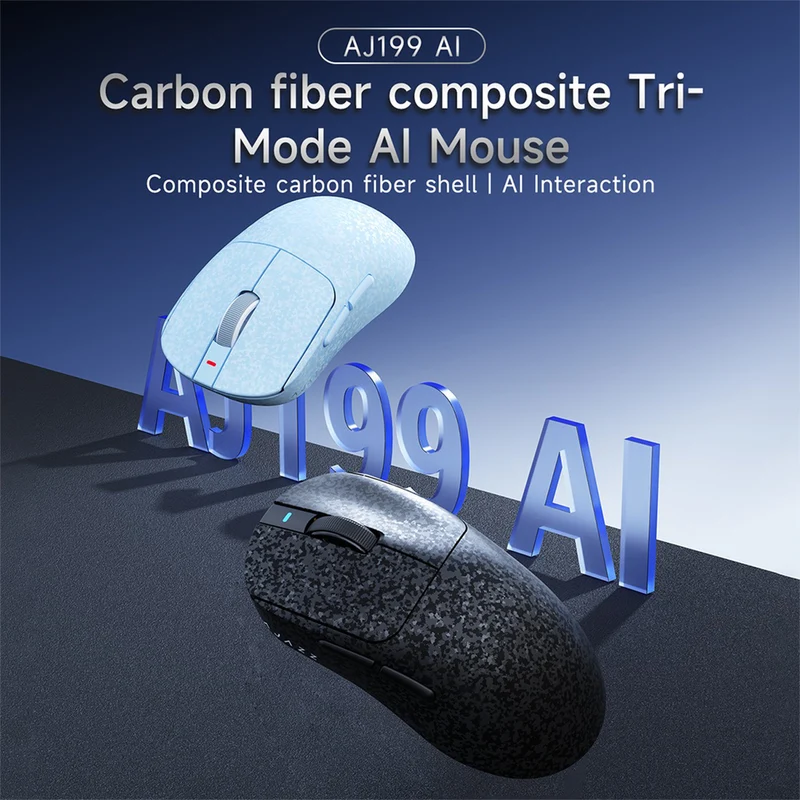 Nacodex x Ajazz AJ199 AI Carbon Fiber Composite Tri-Mode Mouse (Black, Blue)