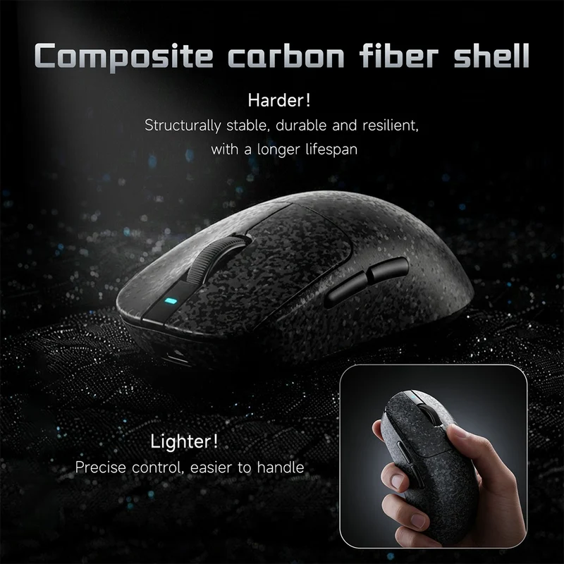 Nacodex x Ajazz AJ199 AI Carbon Fiber Composite Tri-Mode Mouse (Black, Blue)