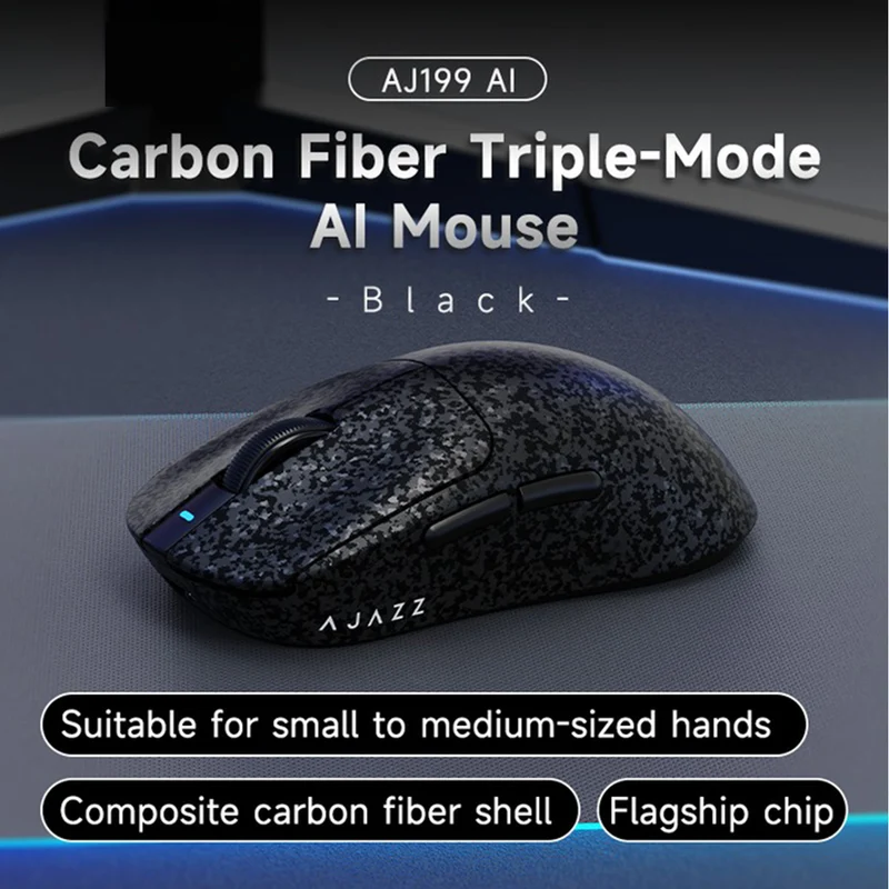 Nacodex x Ajazz AJ199 AI Carbon Fiber Composite Tri-Mode Mouse (Black, Blue)