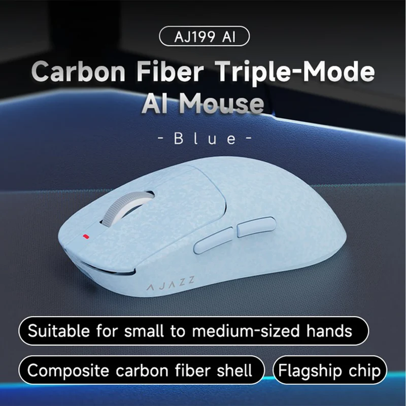 Nacodex x Ajazz AJ199 AI Carbon Fiber Composite Tri-Mode Mouse (Black, Blue)
