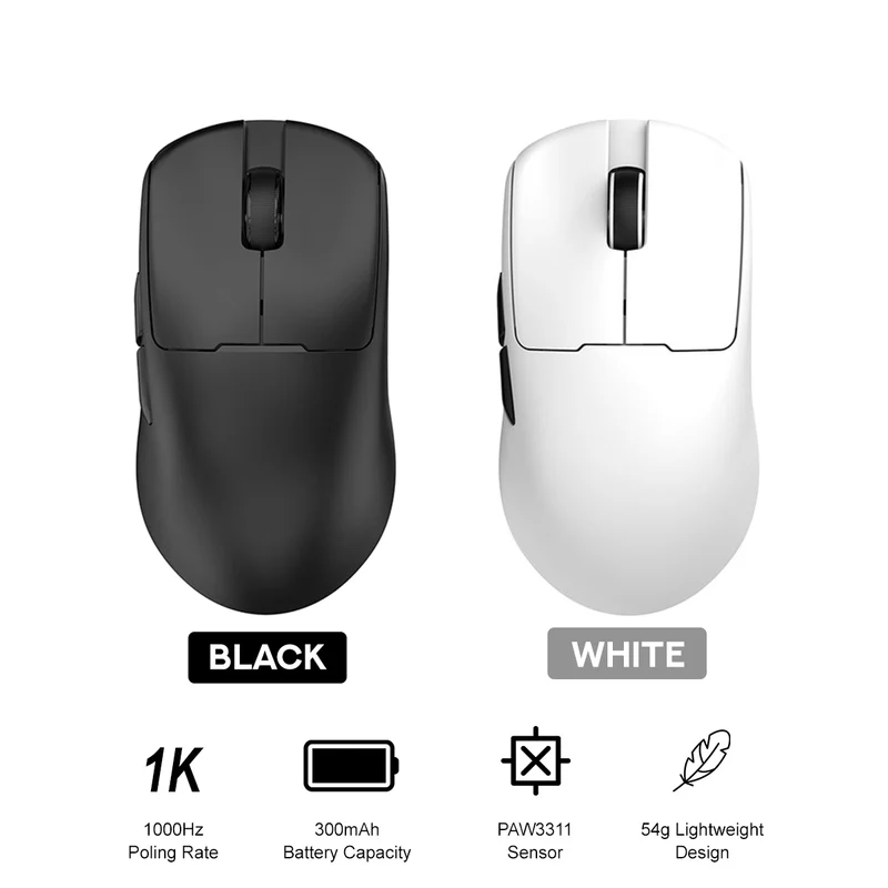 Nacodex x Ajazz AJ159 V2 MC Tri-Mode Gaming Mouse (Black, White)