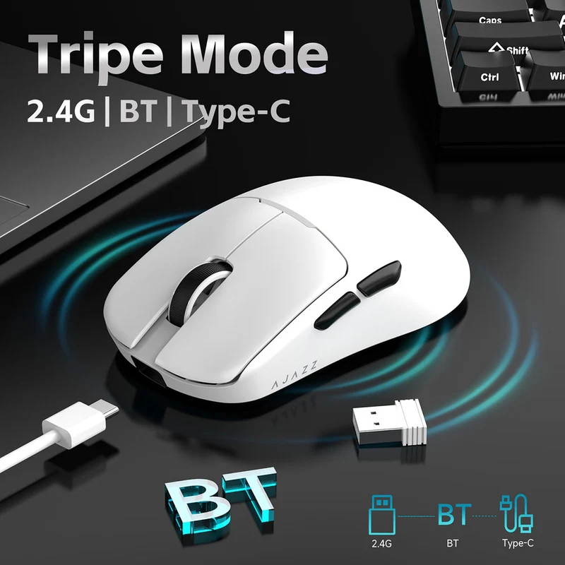 Nacodex x Ajazz AJ159 V2 MC Tri-Mode Gaming Mouse (Black, White)