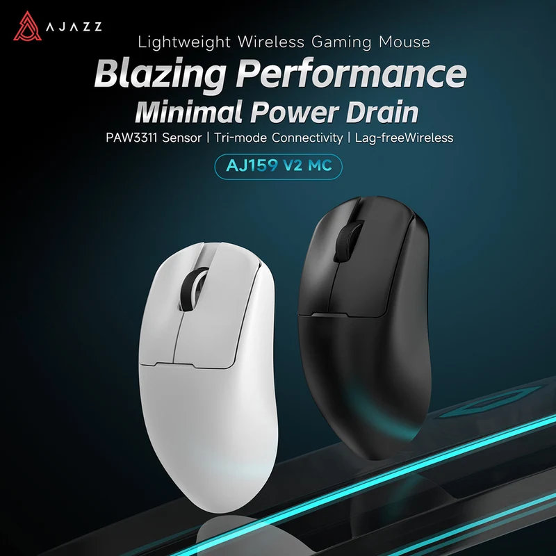 Nacodex x Ajazz AJ159 V2 MC Tri-Mode Gaming Mouse (Black, White)
