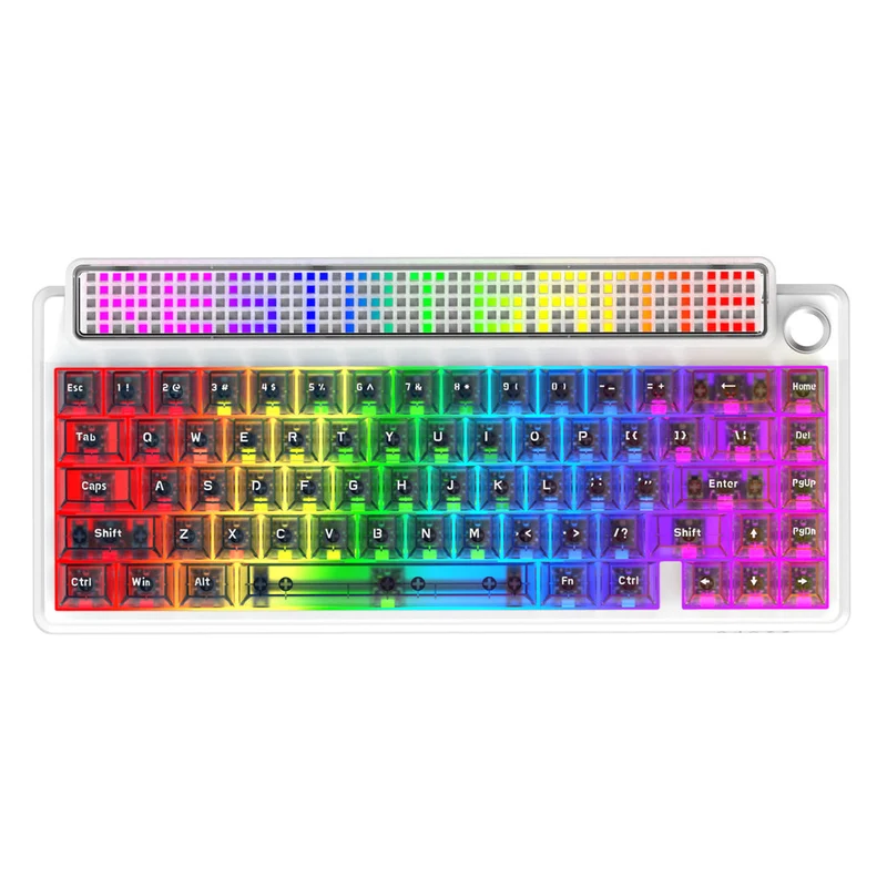 Ajazz Pixel68 Dot Matrix Large Screen RGB Tri-Mode Mechanical Keyboard (Transparent Blue Purple Pink Orange) (MX Ice Sea Spirit Switch)
