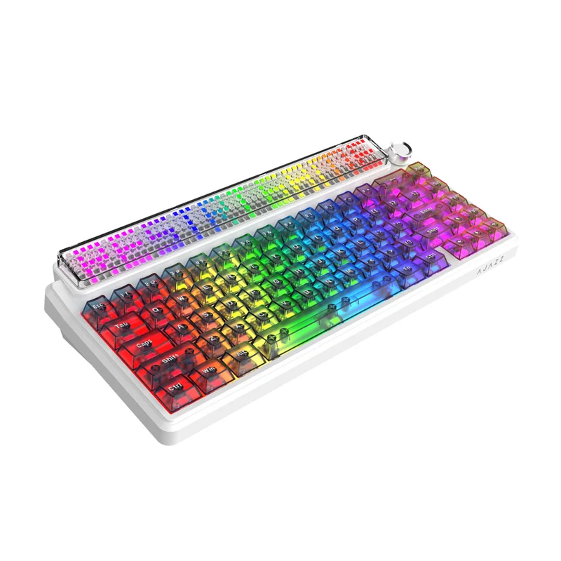 Ajazz Pixel68 Dot Matrix Large Screen RGB Tri-Mode Mechanical Keyboard (Transparent Blue Purple Pink Orange) (MX Ice Sea Spirit Switch)