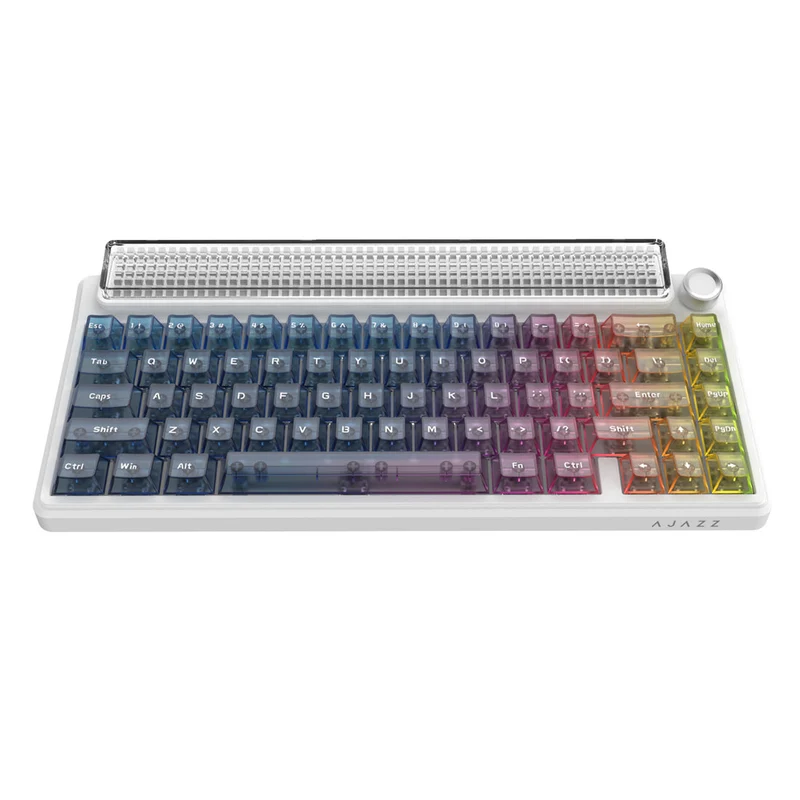 Ajazz Pixel68 Dot Matrix Large Screen RGB Tri-Mode Mechanical Keyboard (Transparent Blue Purple Pink Orange) (MX Ice Sea Spirit Switch)