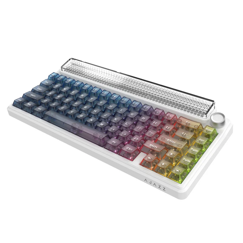 Ajazz Pixel68 Dot Matrix Large Screen RGB Tri-Mode Mechanical Keyboard (Transparent Blue Purple Pink Orange) (MX Ice Sea Spirit Switch)