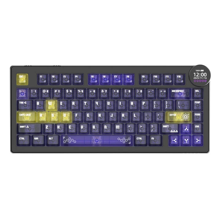 Ajazz AK820 V2 Pro RGB Tri-Mode Mechanical Keyboard (Transparent Purple-Yellow-Dark Purple) (Lychee Switch)