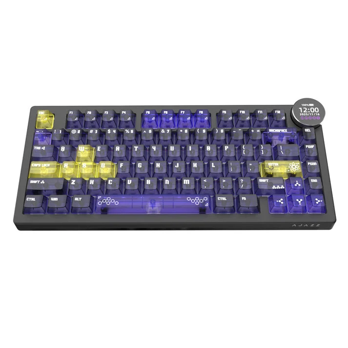 Ajazz AK820 V2 Pro RGB Tri-Mode Mechanical Keyboard (Transparent Purple-Yellow-Dark Purple) (Lychee Switch)
