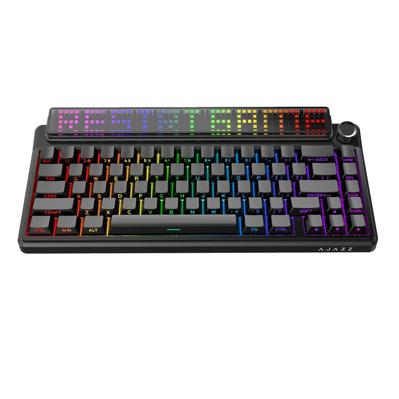 Ajazz Pixel68 Dot Matrix Large Screen RGB Tri-Mode Mechanical Keyboard (Black) (White Peach Switch)