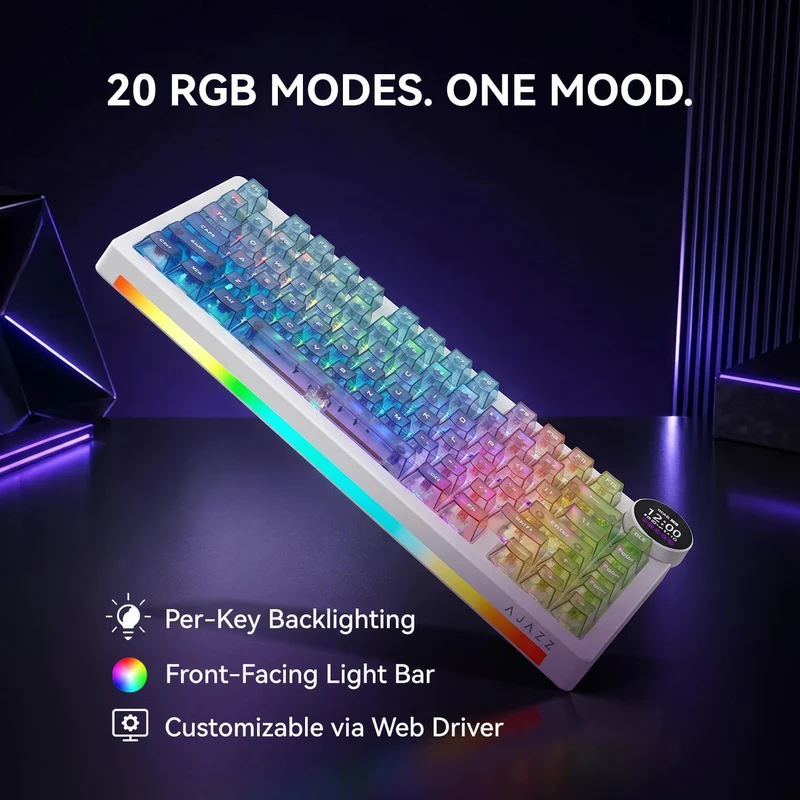 Ajazz AK820 V2 Pro RGB Tri-Mode Mechanical Keyboard (Transparent Color) (Lychee Switch)