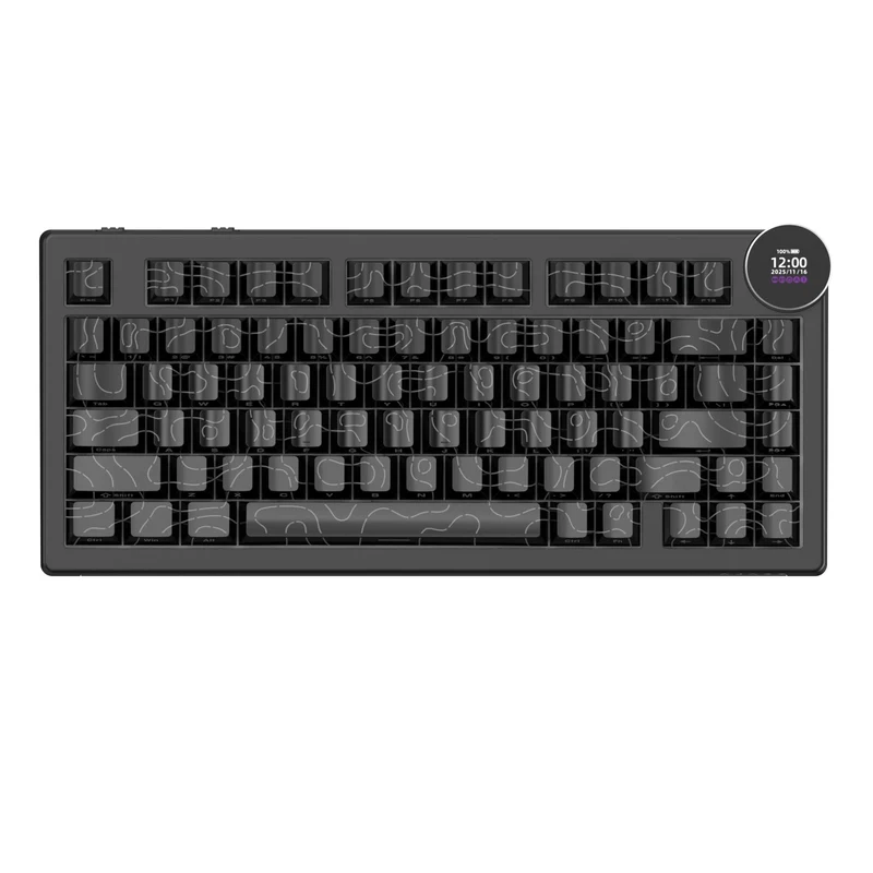 Ajazz AK820 V2 RGB Tri-Mode Mechanical Keyboard (Contour Lines Black) (White Peach Switch)