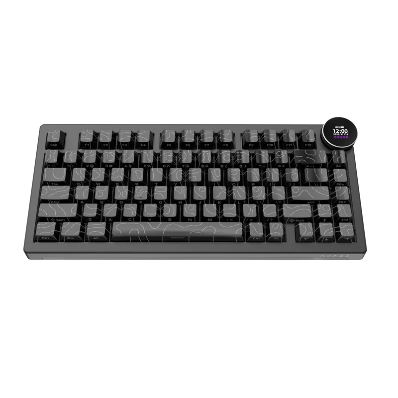 Ajazz AK820 V2 RGB Tri-Mode Mechanical Keyboard (Contour Lines Black) (White Peach Switch)