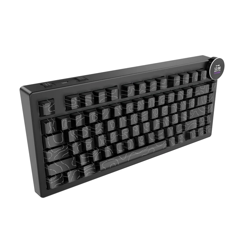 Ajazz AK820 V2 RGB Tri-Mode Mechanical Keyboard (Contour Lines Black) (White Peach Switch)