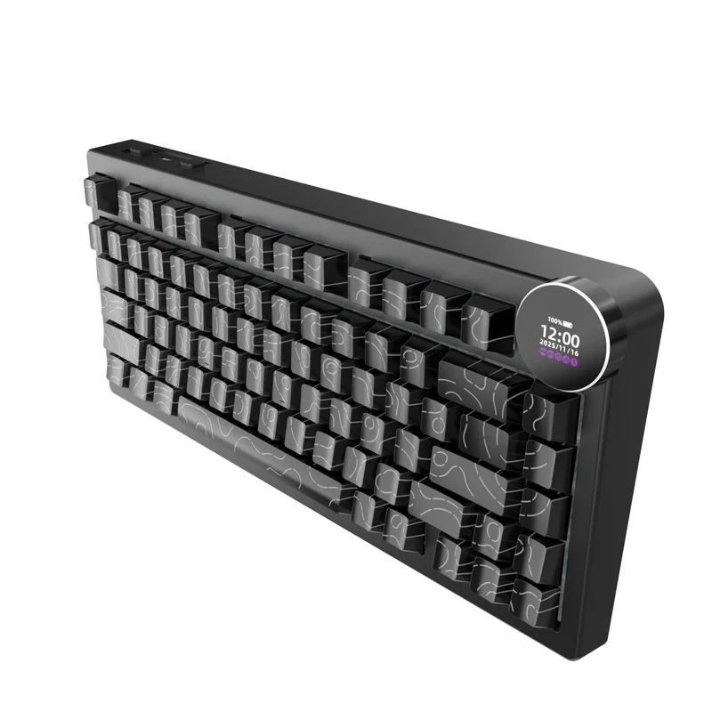 Ajazz AK820 V2 RGB Tri-Mode Mechanical Keyboard (Contour Lines Black) (White Peach Switch)