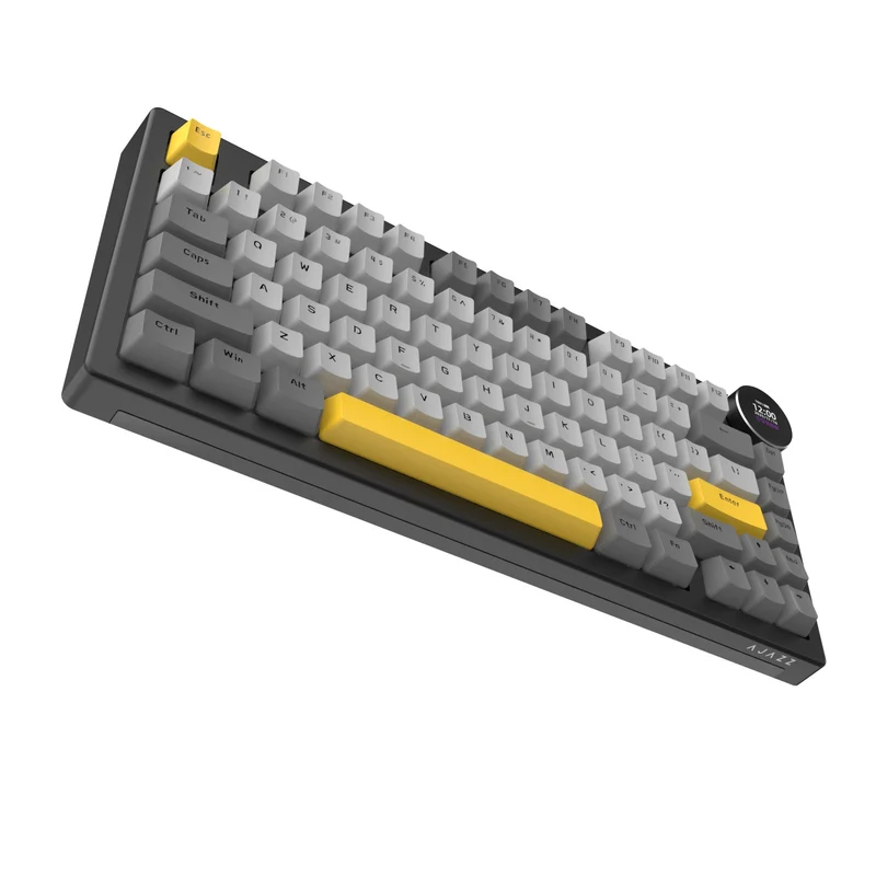 Ajazz AK820 V2 RGB Tri-Mode Mechanical Keyboard (Black/Grey/Yellow) (White Peach Switch)