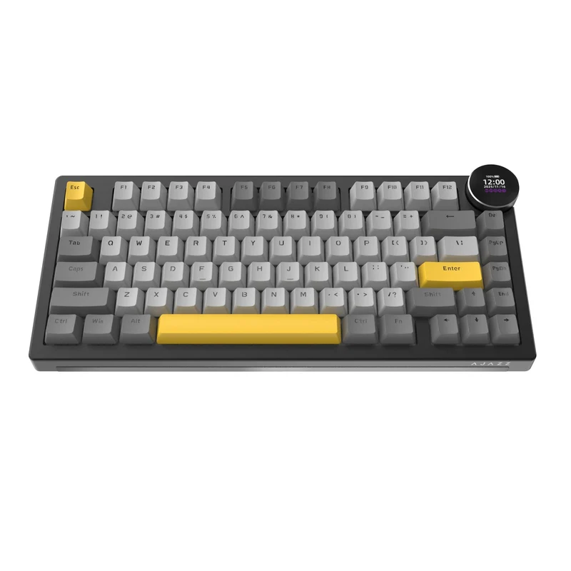 Ajazz AK820 V2 RGB Tri-Mode Mechanical Keyboard (Black/Grey/Yellow) (White Peach Switch)