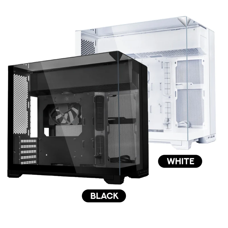 Lian Li O11 Vision-M Compact Dual Chamber M-ATX Gaming PC Case (Black, White)