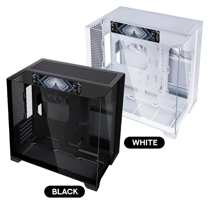 Lian Li O11 Vision-M Digital Compact Dual-Chamber LCD Gaming PC Case (Black, White)