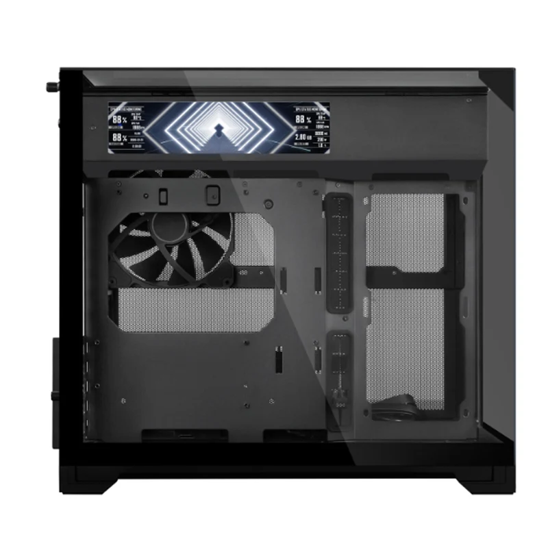 Lian Li O11 Vision-M Digital Compact Dual-Chamber LCD Gaming PC Case (Black, White)