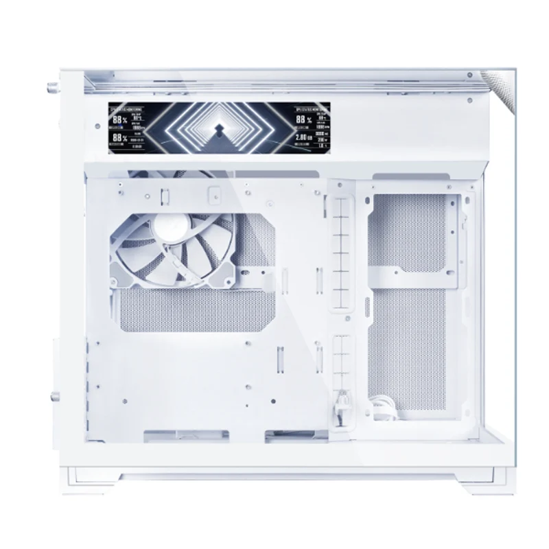Lian Li O11 Vision-M Digital Compact Dual-Chamber LCD Gaming PC Case (Black, White)