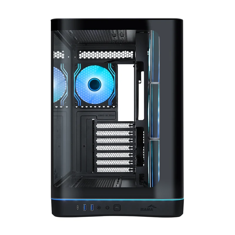Sama V62S Mid-Tower Curved Panoramic TG Panel PC Case with 4x Pre-Installed ARGB Infinity Fans (Black, White) (V62S-BKADA4X1-GL, V62S-WHADA4X1-GL)