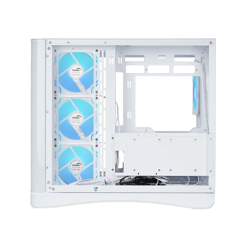 Sama V62S Mid-Tower Curved Panoramic TG Panel PC Case with 4x Pre-Installed ARGB Infinity Fans (Black, White) (V62S-BKADA4X1-GL, V62S-WHADA4X1-GL)