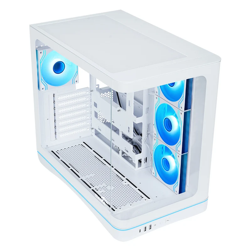 Sama V62S Mid-Tower Curved Panoramic TG Panel PC Case with 4x Pre-Installed ARGB Infinity Fans (Black, White) (V62S-BKADA4X1-GL, V62S-WHADA4X1-GL)