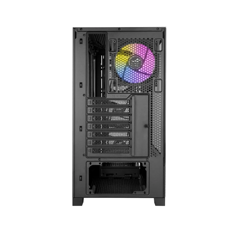 Sama V42 Mid-Tower Wave Front Panel PC Case with 4x Pre-Installed ARGB Fans (Black) (V42-BKAMA4X1-GL)