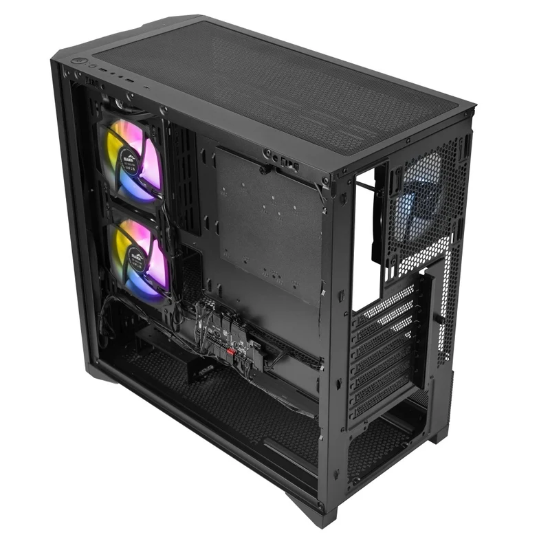 Sama V42 Mid-Tower Wave Front Panel PC Case with 4x Pre-Installed ARGB Fans (Black) (V42-BKAMA4X1-GL)