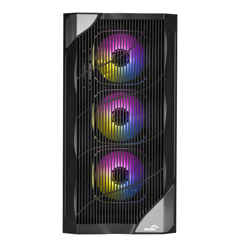 Sama V42 Mid-Tower Wave Front Panel PC Case with 4x Pre-Installed ARGB Fans (Black) (V42-BKAMA4X1-GL)