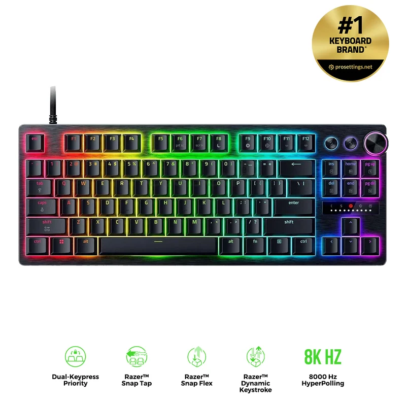 Razer Huntsman V3 Pro Low-Profile Tenkeyless 8KHz Analog Optical Esports Keyboard (Black)