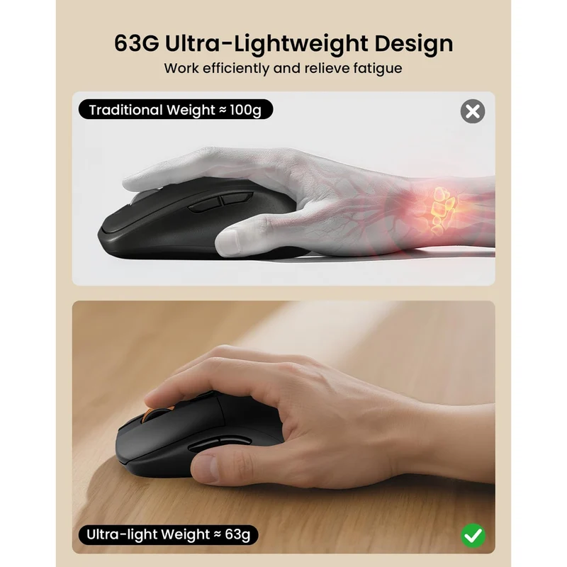 ProtoArc KM60 Ergonomic Triple Channel Bluetooth Keyboard and Mouse Combo with Wrist Rest (Black) (CP016538)