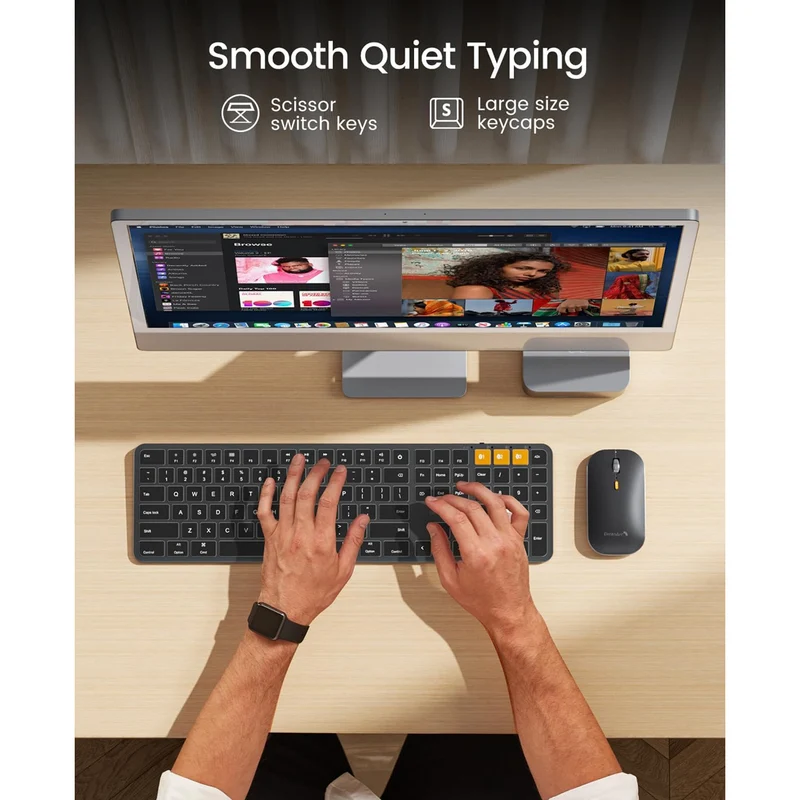 ProtoArc KM100-A Bluetooth Triple Channel Ultra-Slim Backlit Keyboard and Mouse Combo (Black) (CP016254)